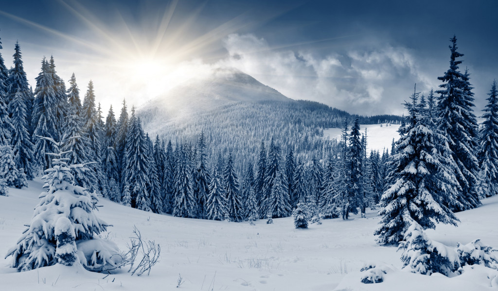 Zimą słońce w górach