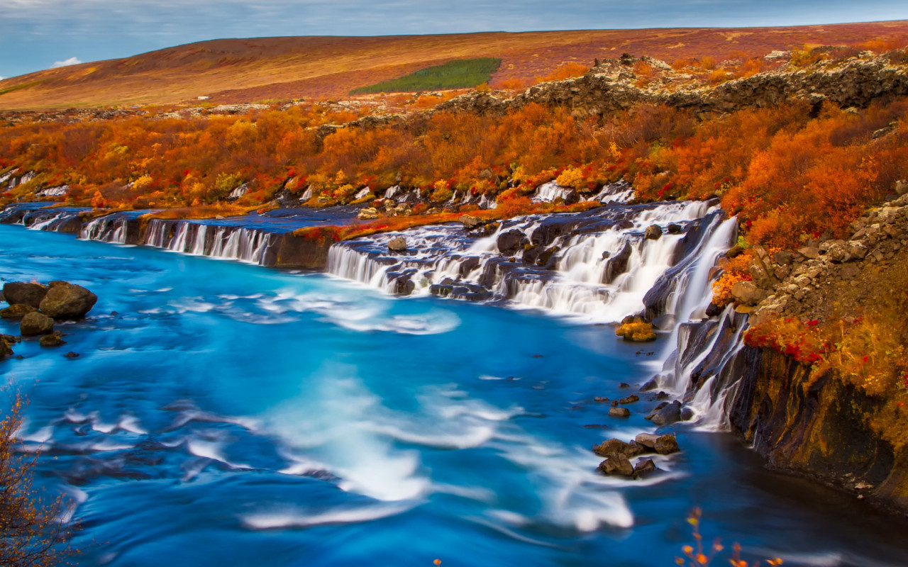 Islandia, Krajobraz sceniczny, Wodospady, Rzeka