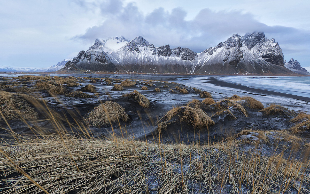 Góry i trawy zimą