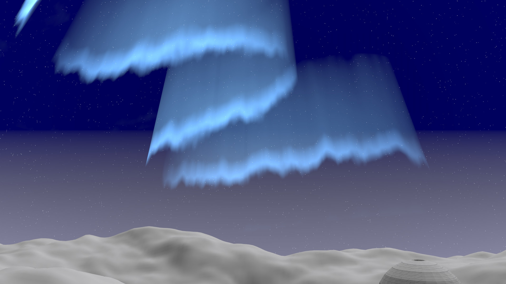 Małe igloo w śniegu pod Aurora Borealis