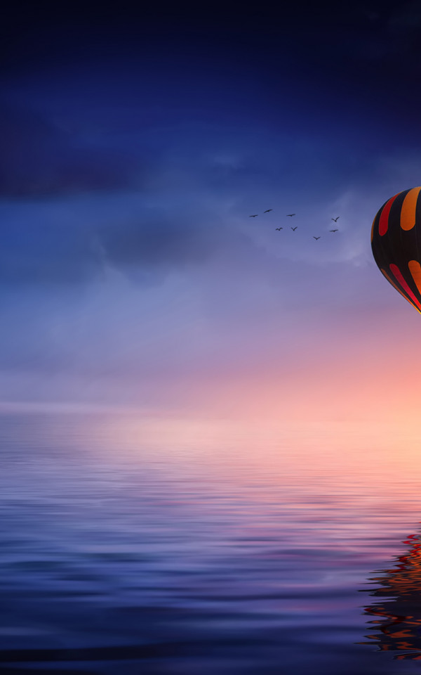 Balon nad oceanem i odbicie
