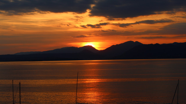 Jezioro Garda, Włochy, Zachód słońca