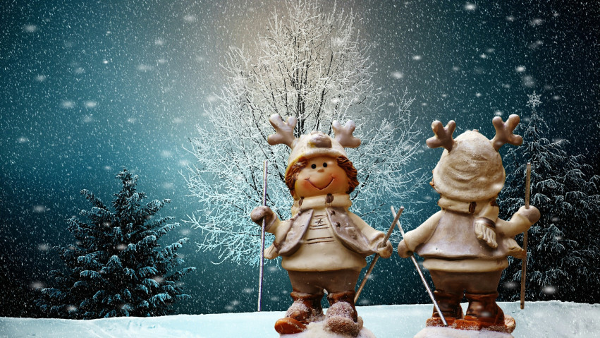 Tapeta Drzewa, Śnieg i ludziki w Święta