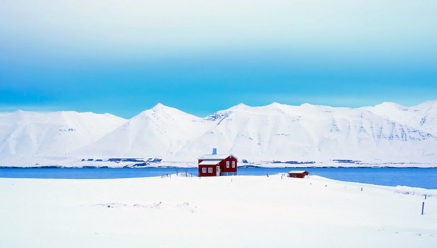 Tapeta Islandia, góry, śnieg i zima