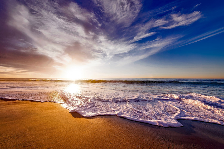 Tapeta Kalifornia i plaża z zachodem słońca