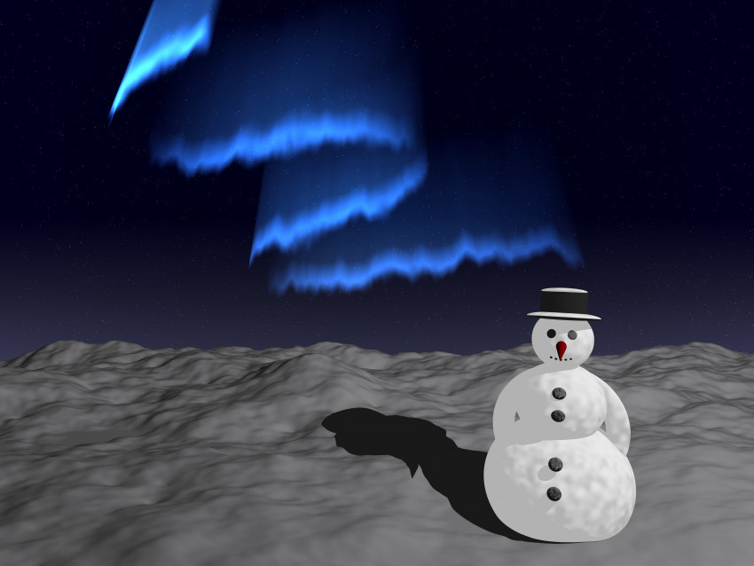 Tapeta Snowman w śniegu pod Aurora Borealis