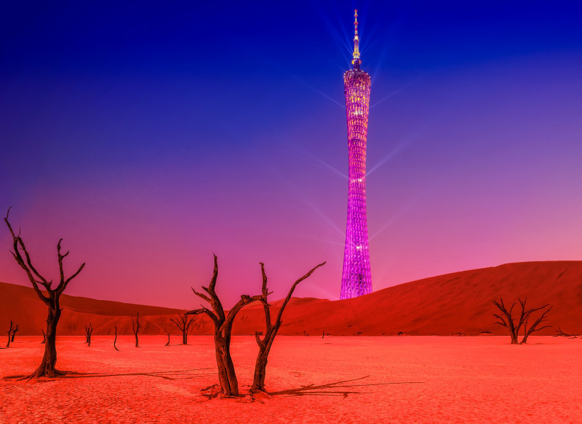 Tapeta Wieża widziana z pustyni