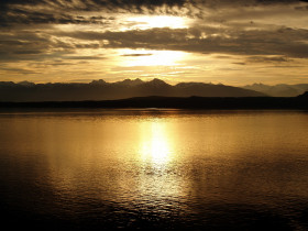 Tapeta Alaska, Jezioro i zachód słońca