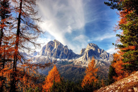 Tapeta Dolomity w górach i drzewa
