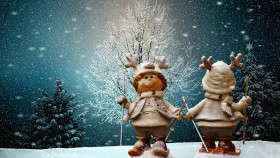 Tapeta Drzewa, Śnieg i ludziki w Święta