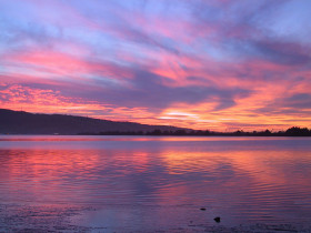 Tapeta Jezioro wieczorem i zachód słońca