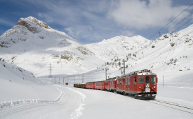 Tapeta Kolejka Bernina, Góry, Śnieg