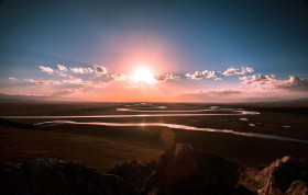 Tapeta Krajobraz sceniczn, Rzeka, Wschód słońca