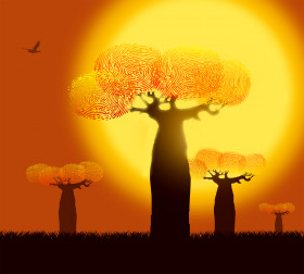 Tapeta Odciski palców na baobabach