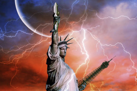 Tapeta Statua Wolności w Nowym Jorku wśród błyskawic