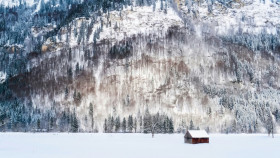 Tapeta Zima w Niemczech, góry i drzewa